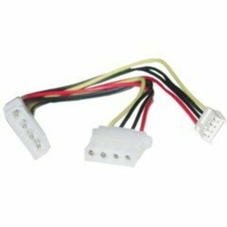 SWE-TECH 3C 4 Pin Molex to Floppy and 4 Pin Molex Power Y Cable, 5.25 in Male to 5.25 in fml and 3.5 in fml, 8 in FWT11W3-03808